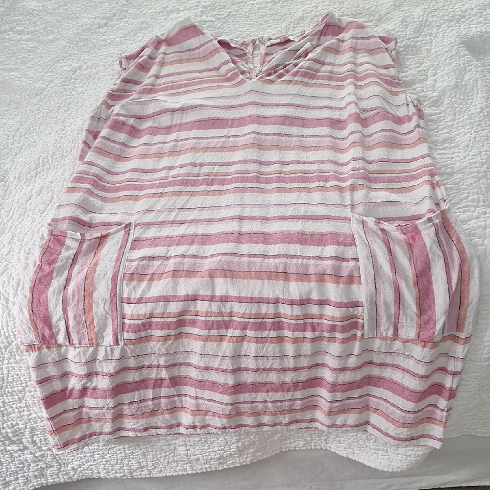 New York & Company NY&Co XXL Pink Orange Black Ivory Cream Dress Pockets Linen